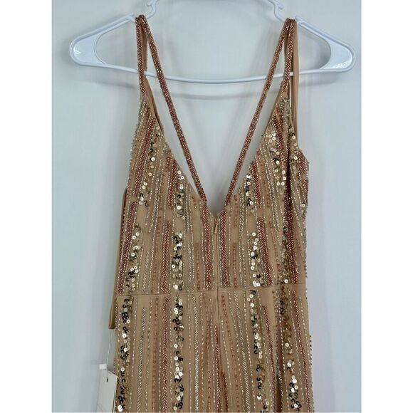 Mac Duggal NWT size 8 SEQUINED SPAGHETTI STRAP COWL BACK GOWN style 10932 - Picture 12 of 17